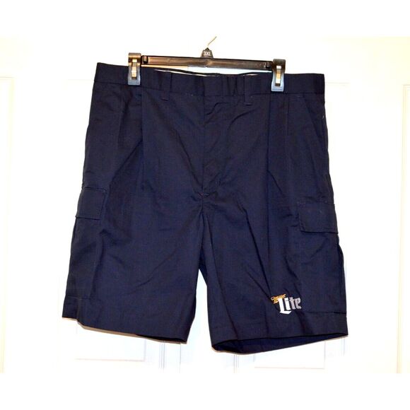 Miller Lite Logo Riverside Delivery Driver Dark Blue Party Cargo Shorts Men's 35 - Picture 1 of 11
